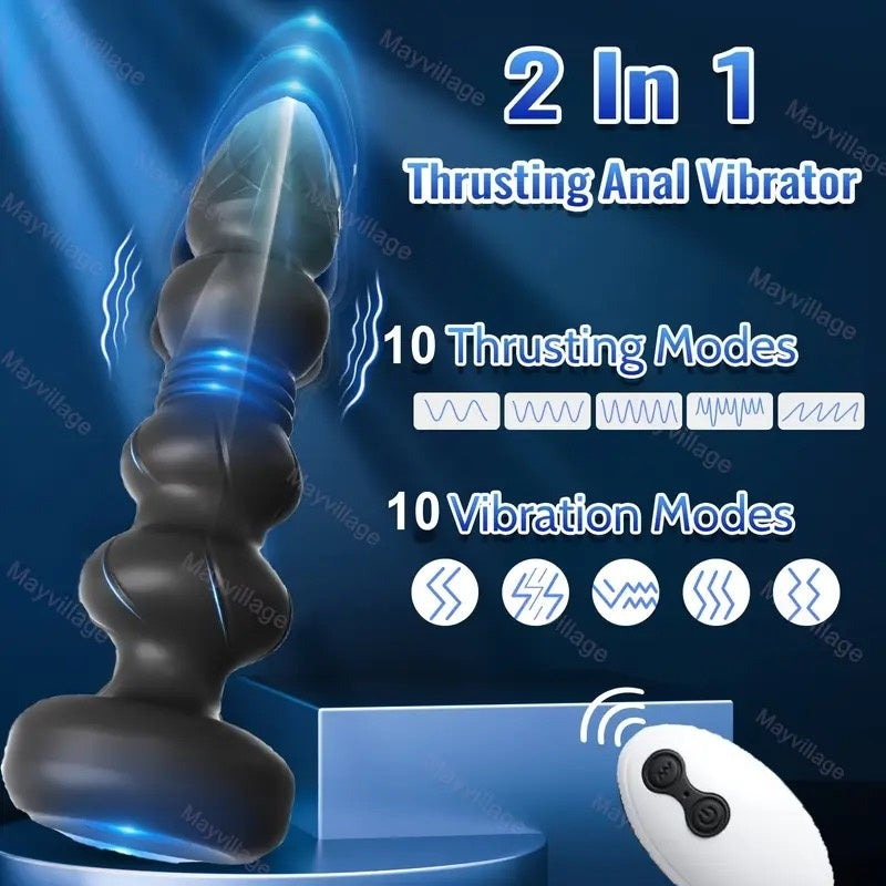 Anal Toys Sex Toy Vibrating Butt Plug G Spot Vibrator Dildo, Anal Beads With Vibrating & Thrusting Prostate Massager For Men Women, Anal Sex Toys For Male And Female Valentine's Day Christmas Gifts